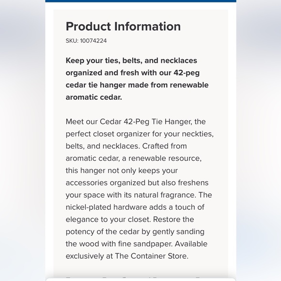 Container Store 42-Peg Cedar Tie Hanger - Picture 8 of 9